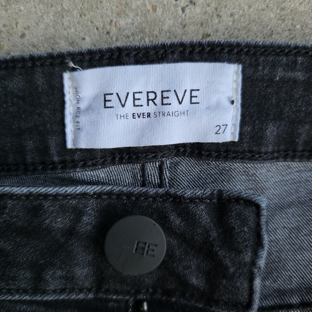 EverEVE Cuffed Jeans Size 27 Black The Ever Straight High-Waisted Retro Boho - Picture 5 of 8
